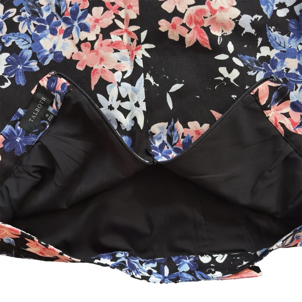 Talbots Floral Pencil Skirt Navy Pink White Blue Size 10 - Picture 9 of 12